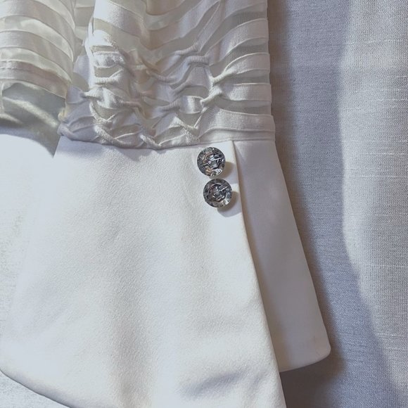 JC Collections-Holiday/Wedding/Party-White long diamond sleeves-Sheer-Jacket - Picture 3 of 9